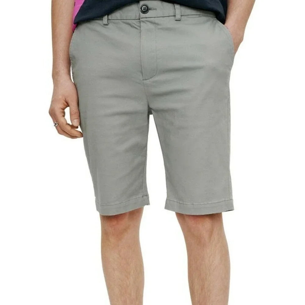 Eleven Paris Stretch Cotton Chino Shorts In Dawn Grey Men's size 32